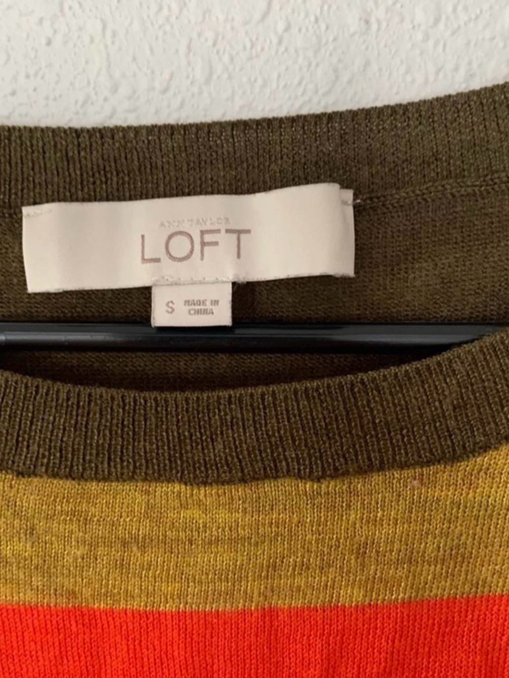 LOFT Striped Lightweight Wool Blend Sweater - Size S